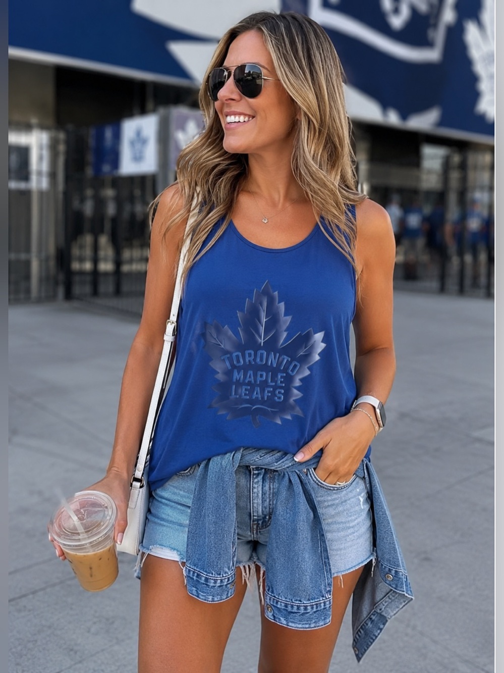 Adidas x NHL Toronto Maple Leafs Blue Women's Tank Top Size Medium -Sporty